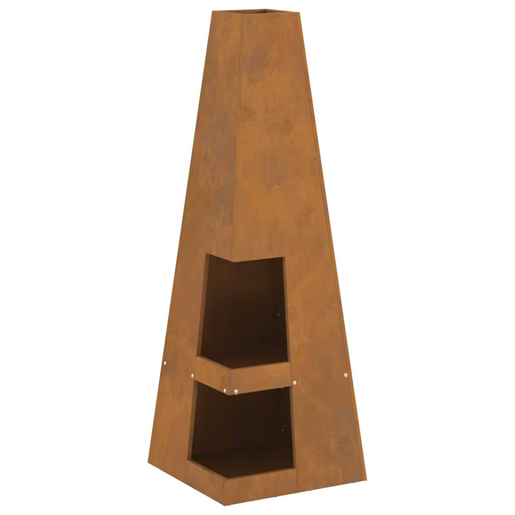 vidaXL Fire Pit Brown 35 x 35 x 100 cm Weathering steel