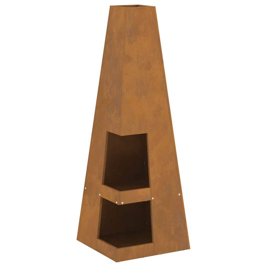 vidaXL Fire Pit Brown 35 x 35 x 100 cm Weathering steel