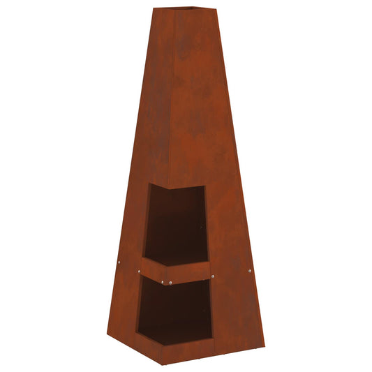 vidaXL Fire Pit Brown 35 x 35 x 100 cm Weather Steel