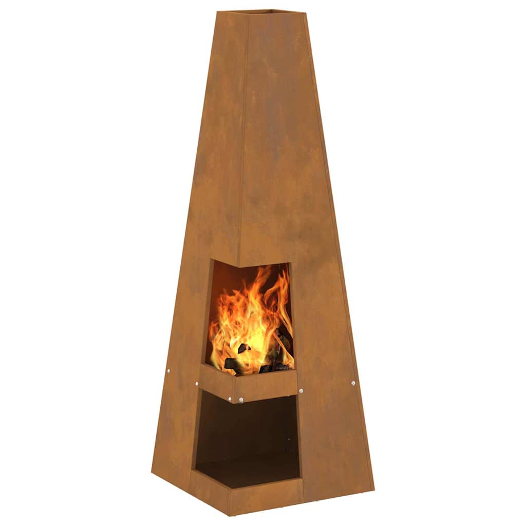 vidaXL Fire Pit Brown 35 x 35 x 100 cm Weathering steel