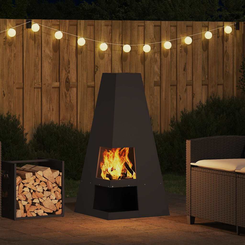 vidaXL Fire Pit Black 50 x 50 x 100 cm Cold-rolled steel