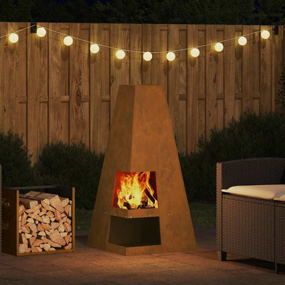 vidaXL Fire Pit Brown 50 x 50 x 100 cm Weathering steel