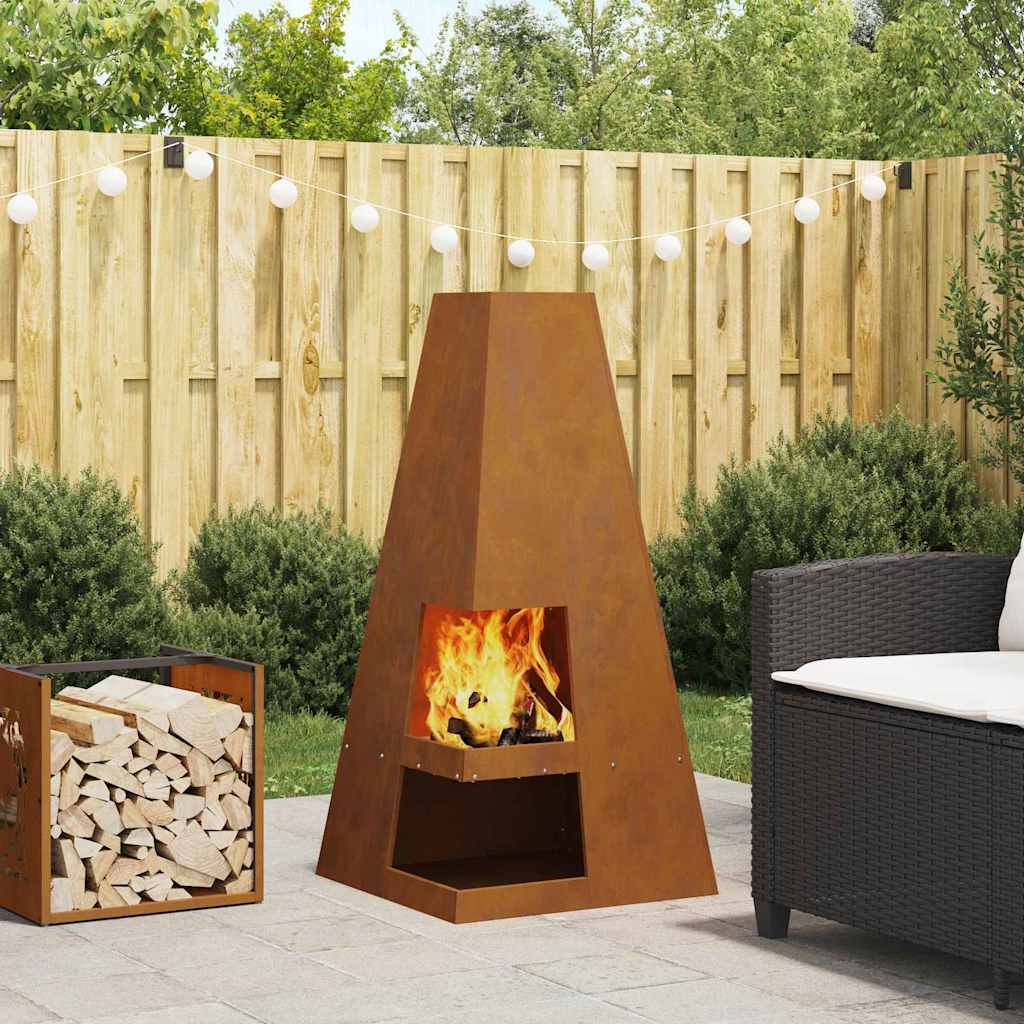 vidaXL Fire Pit Brown 50 x 50 x 100 cm Weathering steel