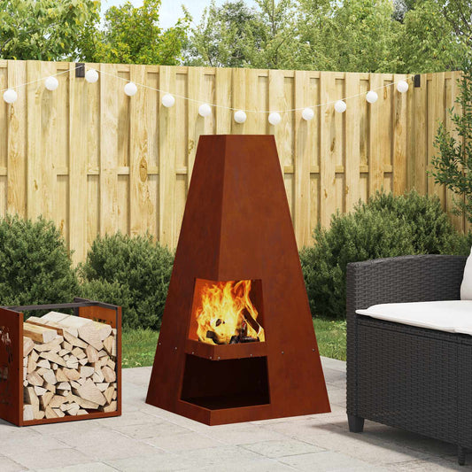 vidaXL Fire Pit Brown 50 x 50 x 100 cm Weathering Steel