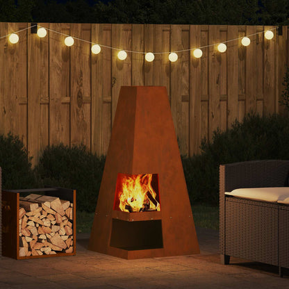 vidaXL Fire Pit Brown 50 x 50 x 100 cm Weathering Steel