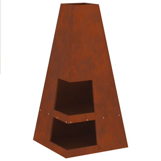 vidaXL Fire Pit Brown 50 x 50 x 100 cm Weathering Steel