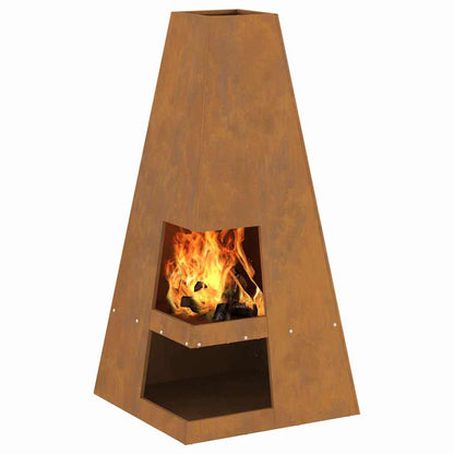 vidaXL Fire Pit Brown 50 x 50 x 100 cm Weathering steel