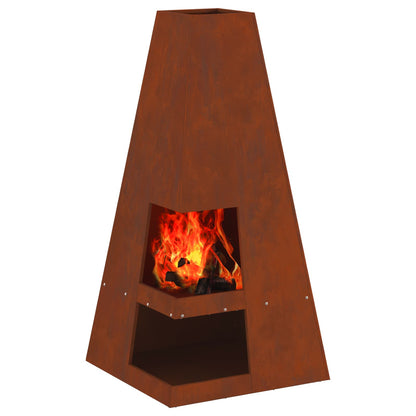 vidaXL Fire Pit Brown 50 x 50 x 100 cm Weathering Steel