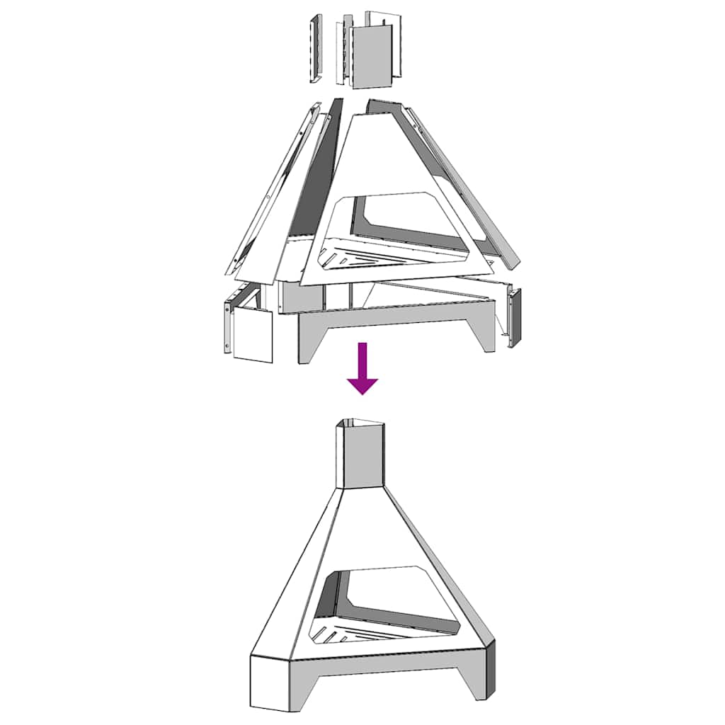 vidaXL Fire Pit Black 50 x 43 x 52 cm Cold-rolled steel