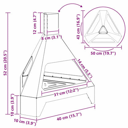 vidaXL Fire Pit Black 50 x 43 x 52 cm Cold-rolled steel