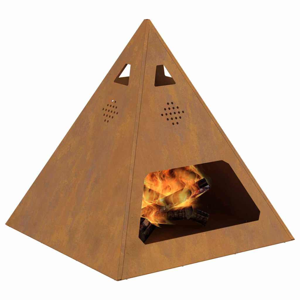 vidaXL Fire Pit Brown 50 x 50 x 51 cm Weathering steel