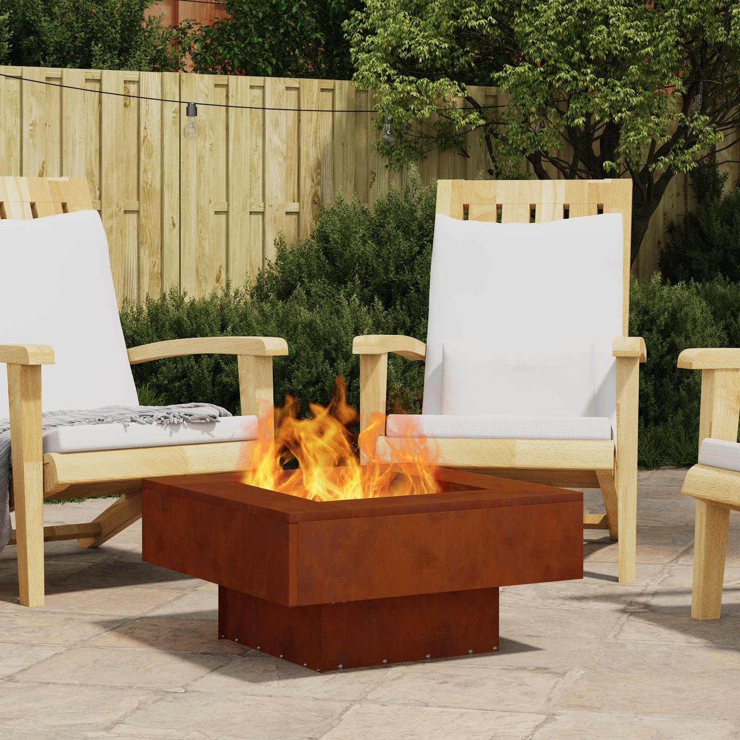 vidaXL Fire Pit Brown 60 x 60 x 30 cm Weathering Steel