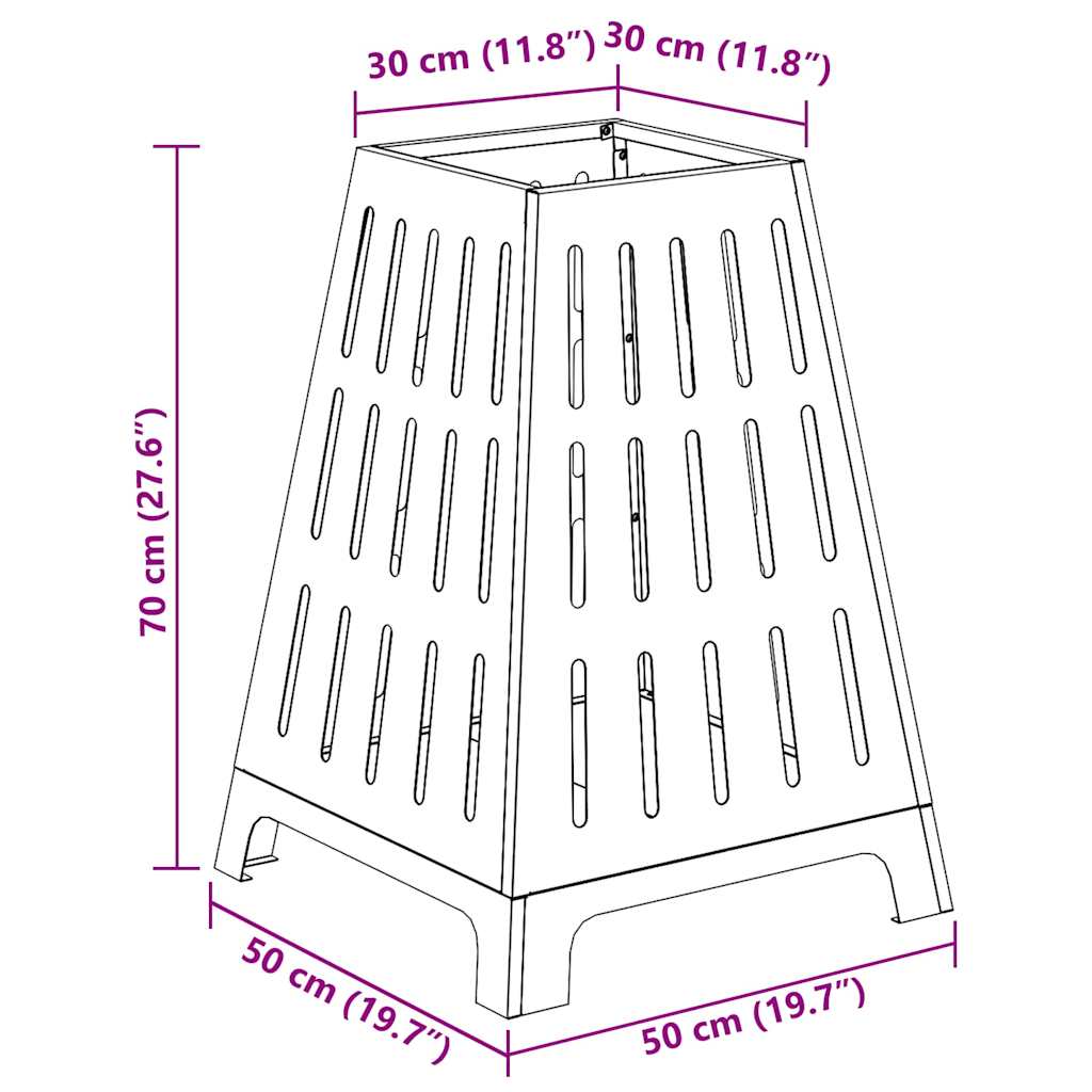 vidaXL Fire Pit Black 50 x 50 x 70 cm Cold-rolled steel