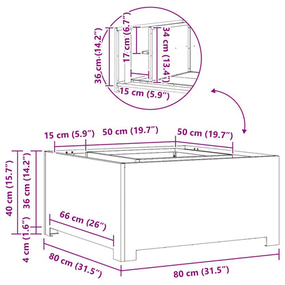 vidaXL Fire Pit Black 80 x 80 x 40 cm Cold-rolled steel