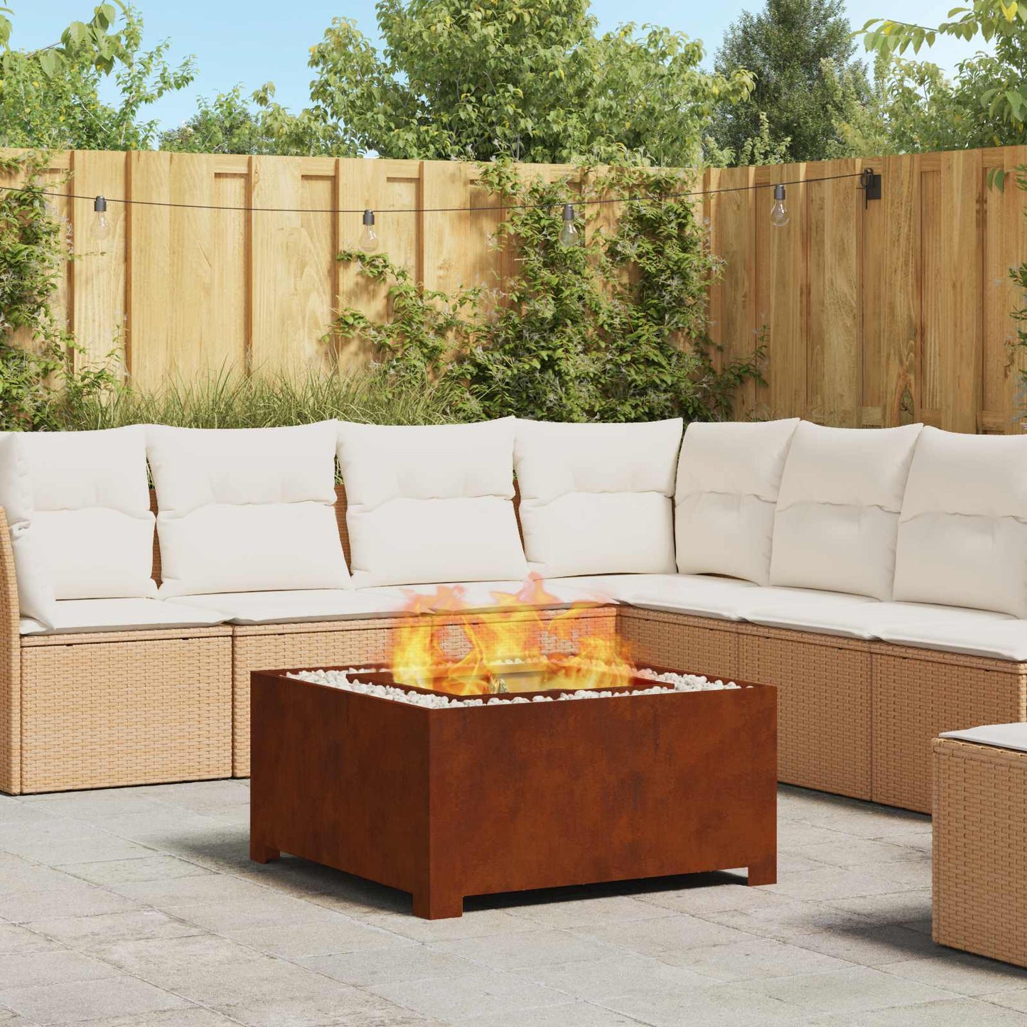 vidaXL Fire Pit Brown 80 x 80 x 40 cm Weathering Steel