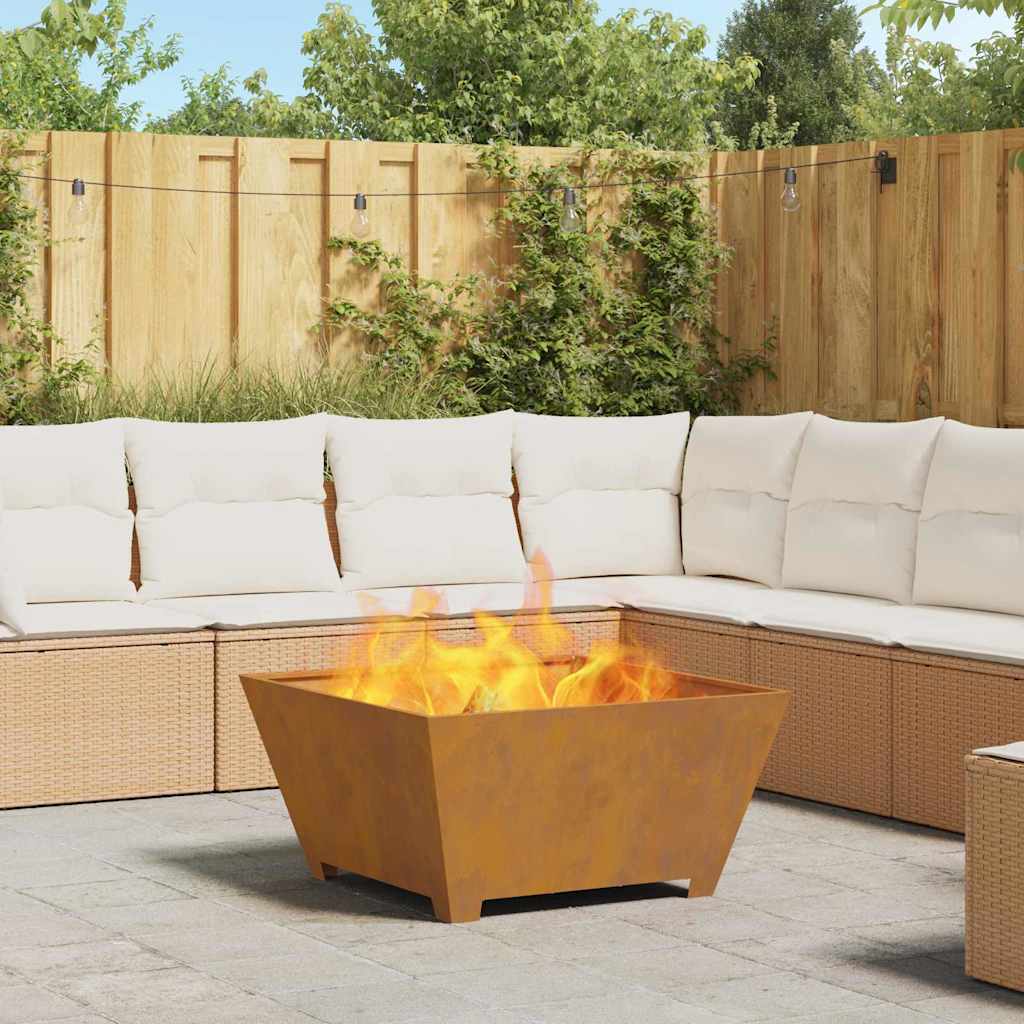 vidaXL Fire Pit Brown 80 x 80 x 40 cm Weathering steel