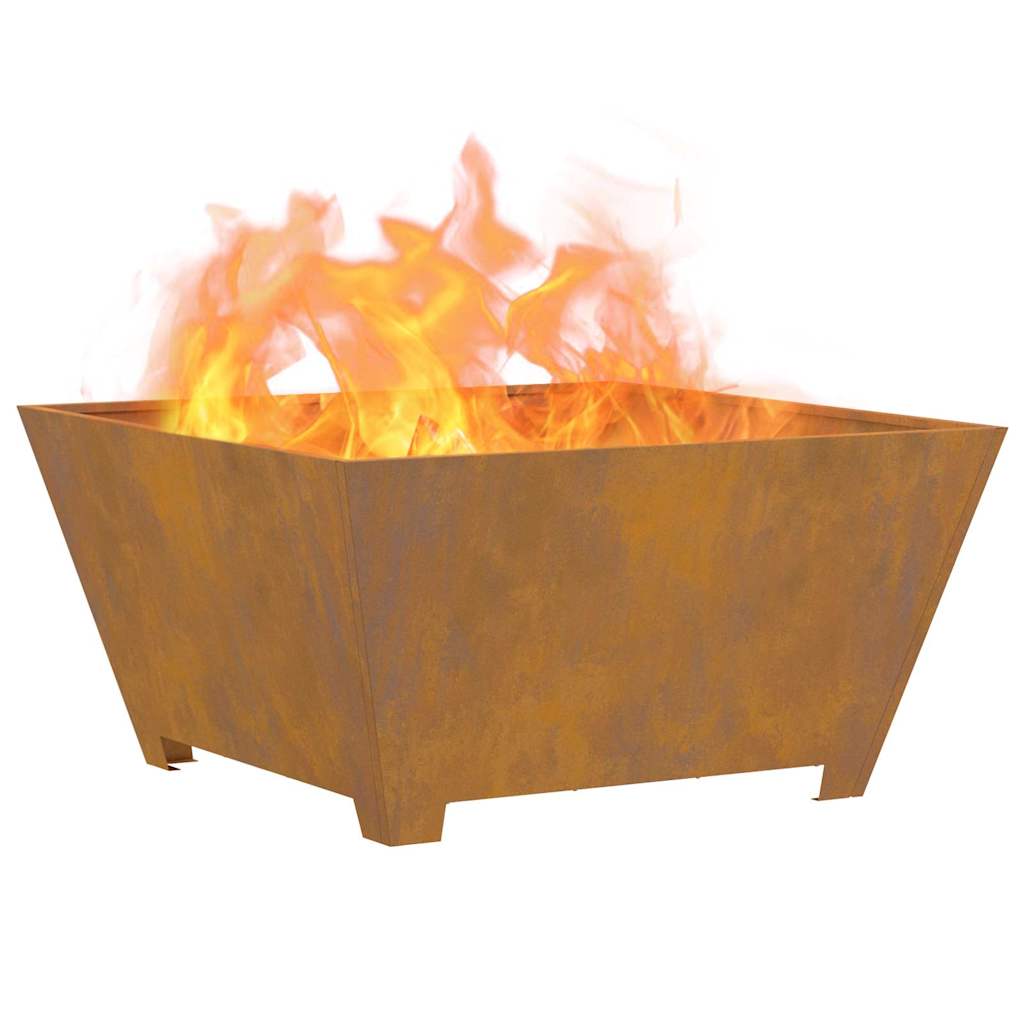 vidaXL Fire Pit Brown 80 x 80 x 40 cm Weathering steel