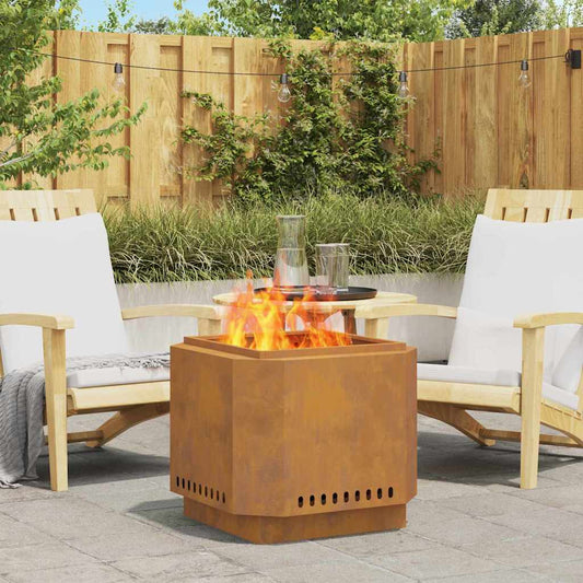 vidaXL Smokeless Fire Pit Brown 58 x 58 x 51 cm Steel
