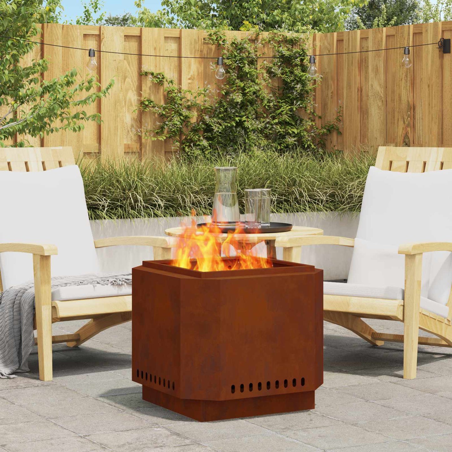 vidaXL Smokeless Fire Pit Brown 58 x 58 x 51 cm Weathering Steel