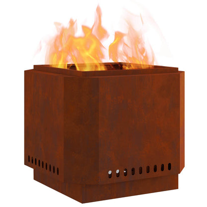 vidaXL Smokeless Fire Pit Brown 58 x 58 x 51 cm Weathering Steel