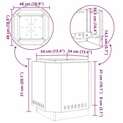vidaXL Fire Pit Black 48 x 48 x 51 cm Cold-rolled steel