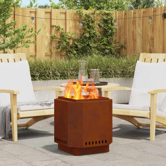 vidaXL Smokeless Fire Bowl Rusty 48 x 48 x 51 cm Weathering Steel