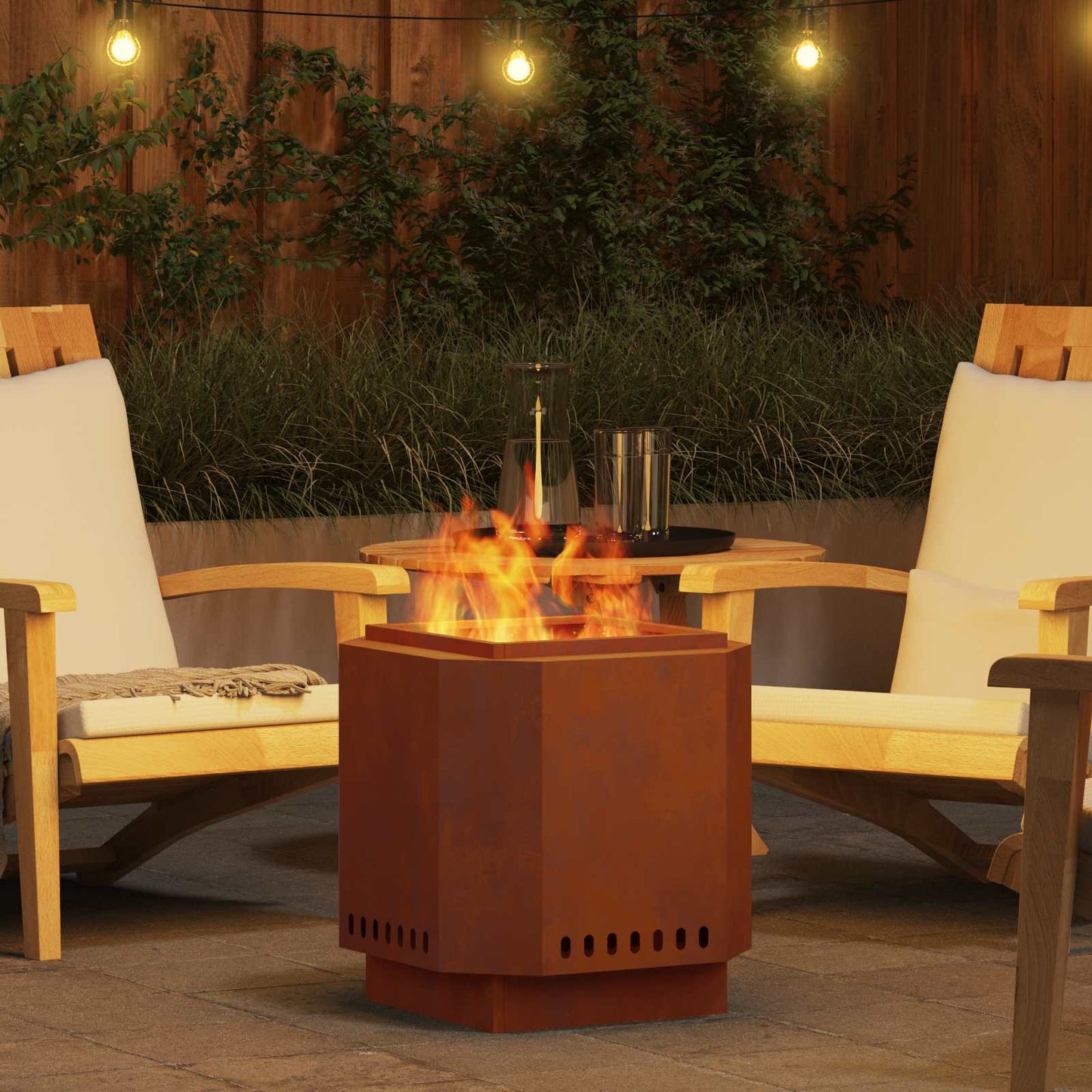 vidaXL Smokeless Fire Bowl Rusty 48 x 48 x 51 cm Weathering Steel