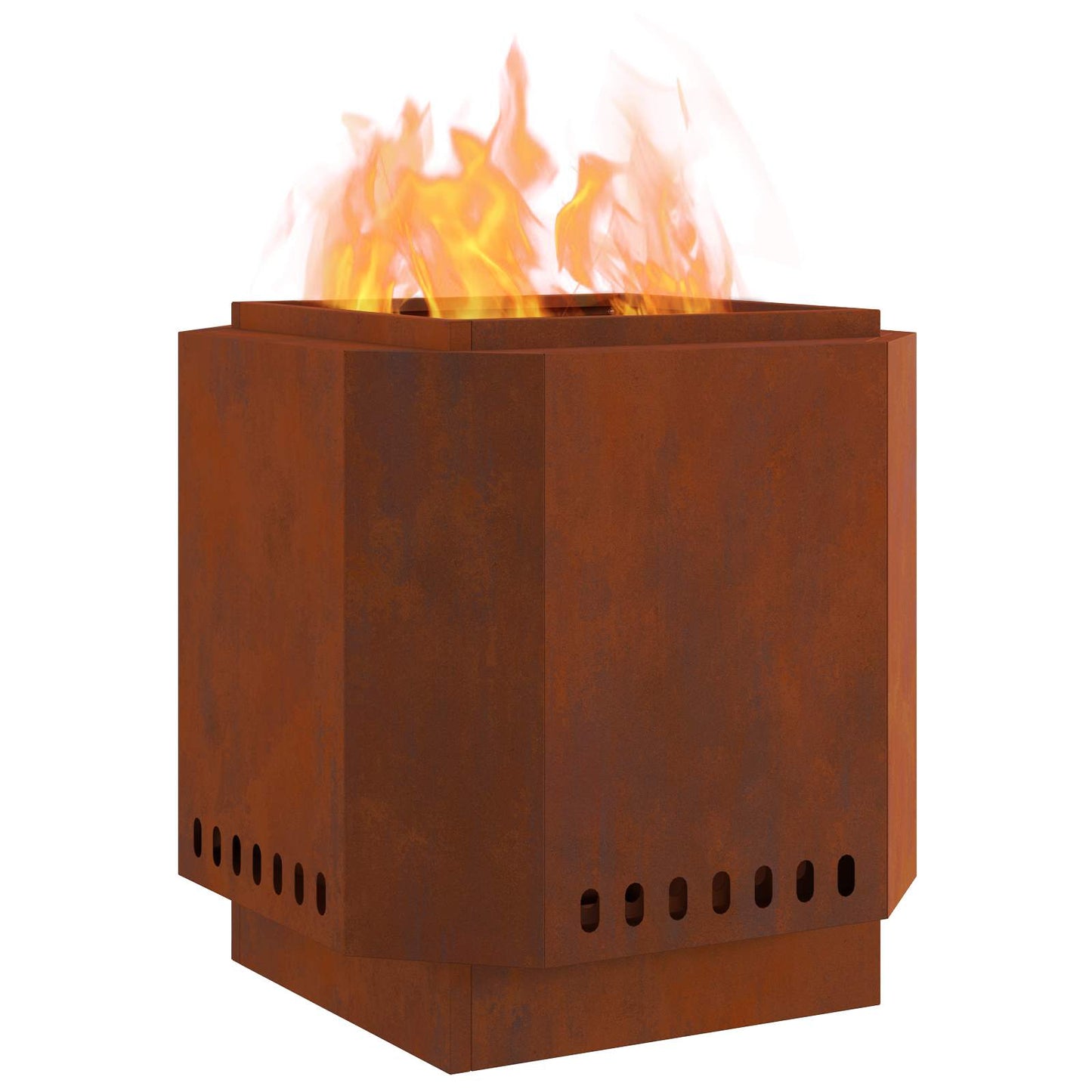 vidaXL Smokeless Fire Bowl Rusty 48 x 48 x 51 cm Weathering Steel