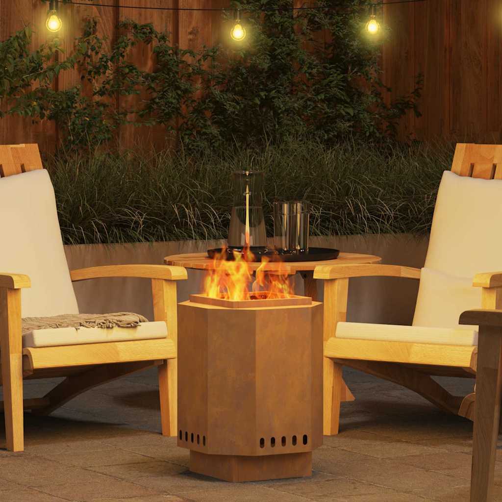 vidaXL Fire Pit Brown 38 x 38 x 51 cm Weathering steel