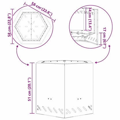 vidaXL Fire Pit Black 58 x 58 x 51 cm Cold-rolled steel
