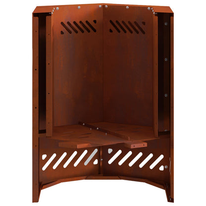 vidaXL Smokeless Fire Pit Brown 38 x 38 x 51 cm Weathering Steel