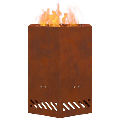 vidaXL Smokeless Fire Pit Brown 38 x 38 x 51 cm Weathering Steel