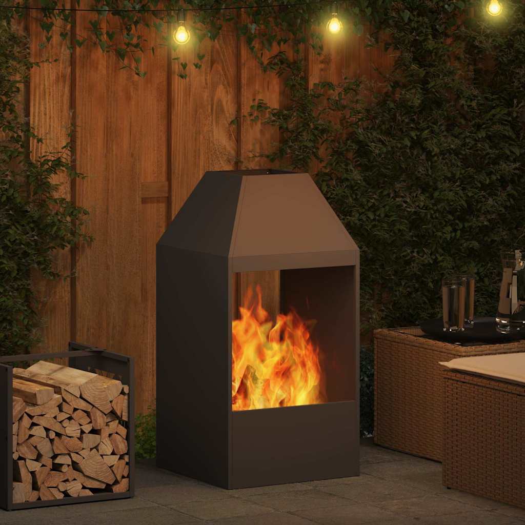 vidaXL Fire Pit Black 50 x 50 x 100 cm Cold-rolled steel