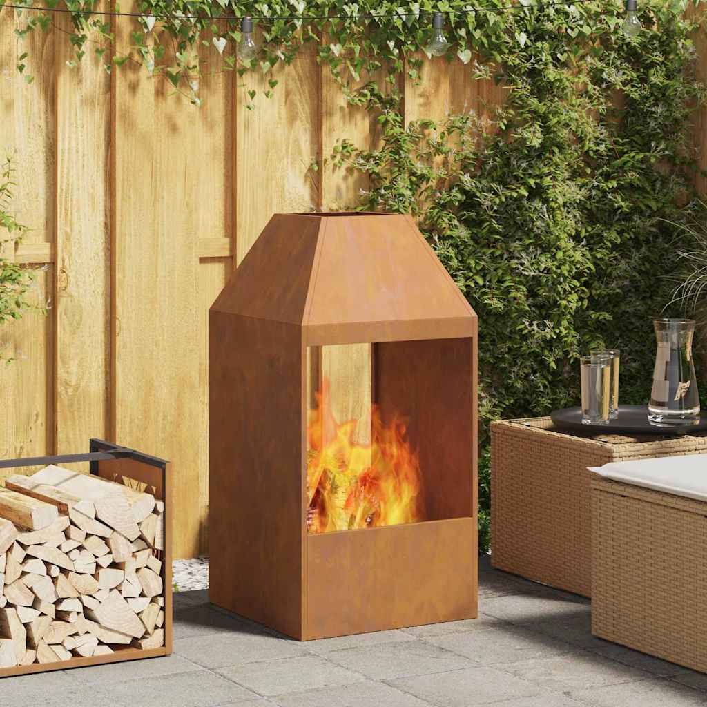 vidaXL Fire Pit Brown 50 x 50 x 100 cm Weathering steel