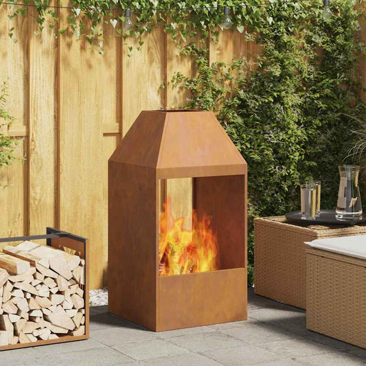 vidaXL Fire Pit Brown 50 x 50 x 100 cm Weathering steel