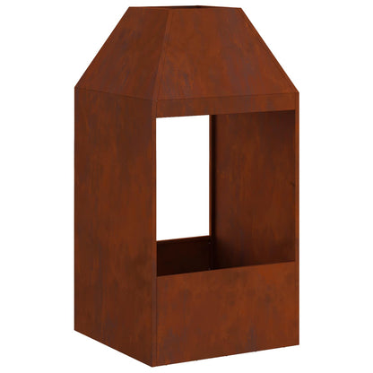 vidaXL Fire Pit Brown 50 x 50 x 100 cm Weathering Steel