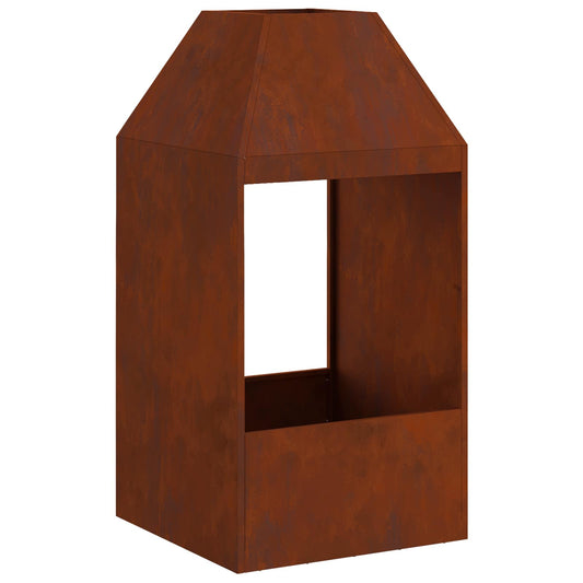 vidaXL Fire Pit Brown 50 x 50 x 100 cm Weathering Steel