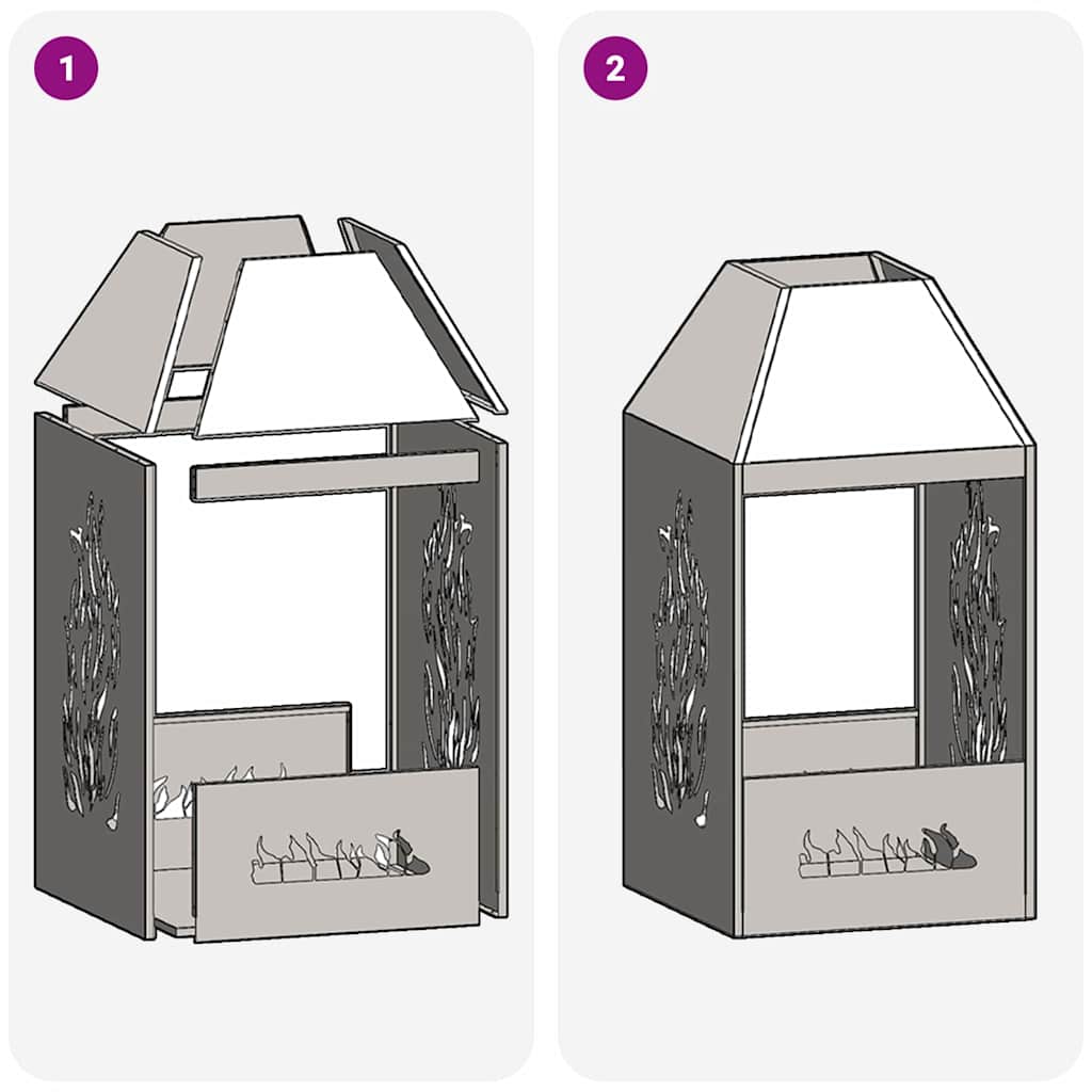 vidaXL Fire Pit Black 50 x 50 x 100 cm Cold-rolled steel