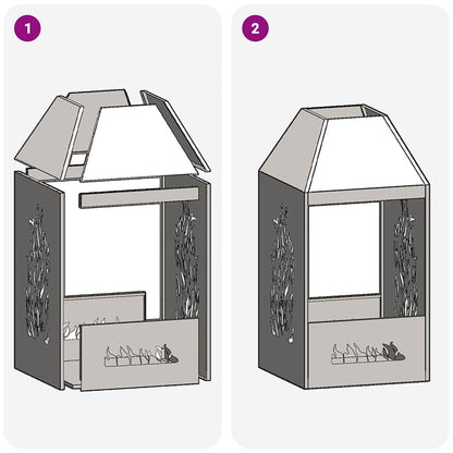 vidaXL Fire Pit Black 50 x 50 x 100 cm Cold-rolled steel