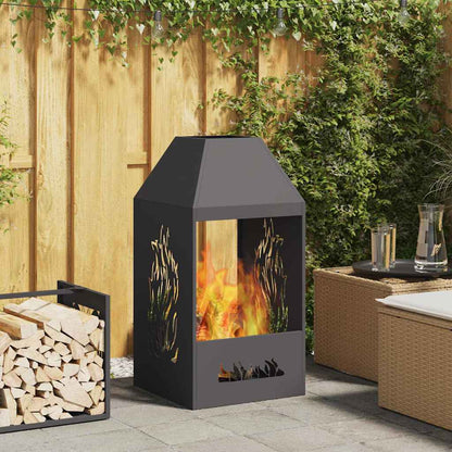 vidaXL Fire Pit Black 50 x 50 x 100 cm Cold-rolled steel