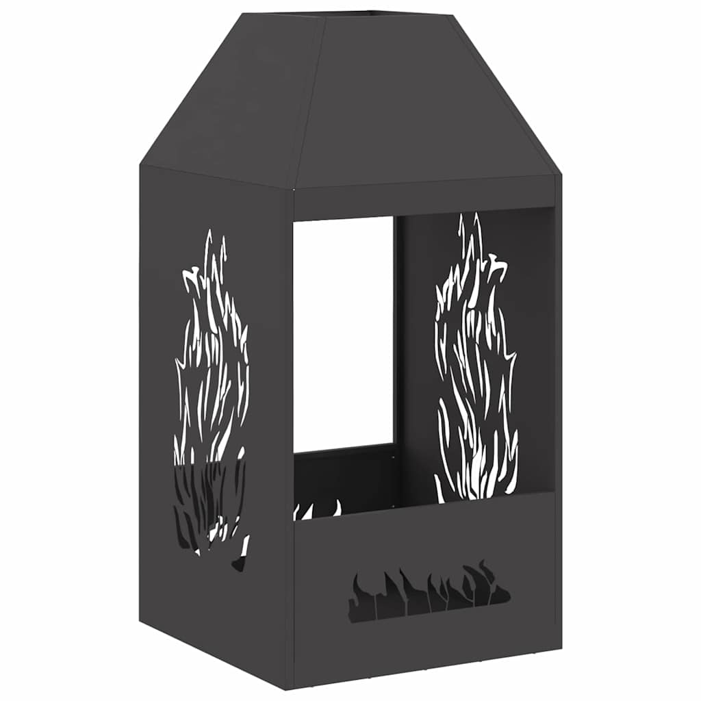 vidaXL Fire Pit Black 50 x 50 x 100 cm Cold-rolled steel