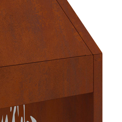 vidaXL Fire Pit Brown 50 x 50 x 100 cm Weather Steel