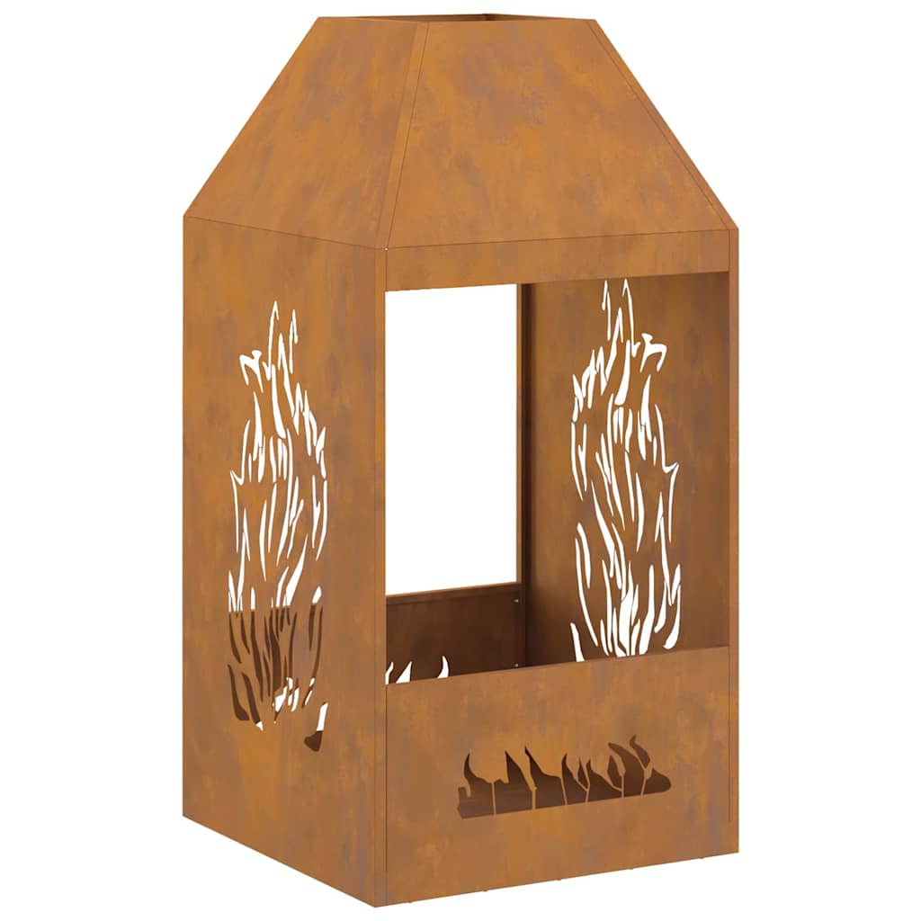 vidaXL Fire Pit Brown 50 x 50 x 100 cm Weathering steel