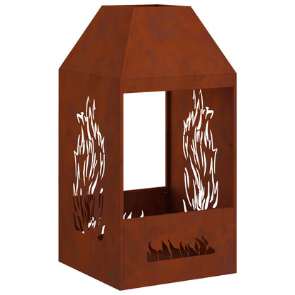 vidaXL Fire Pit Brown 50 x 50 x 100 cm Weather Steel