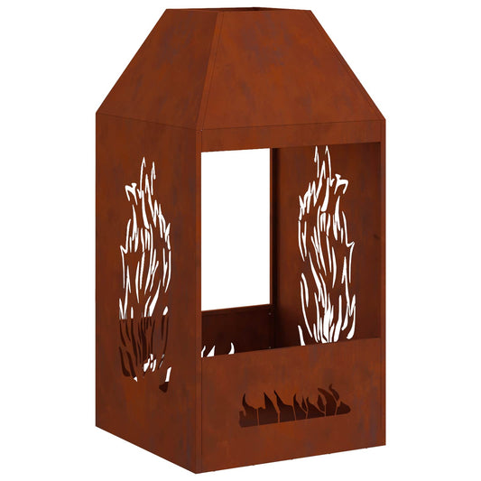 vidaXL Fire Pit Brown 50 x 50 x 100 cm Weather Steel