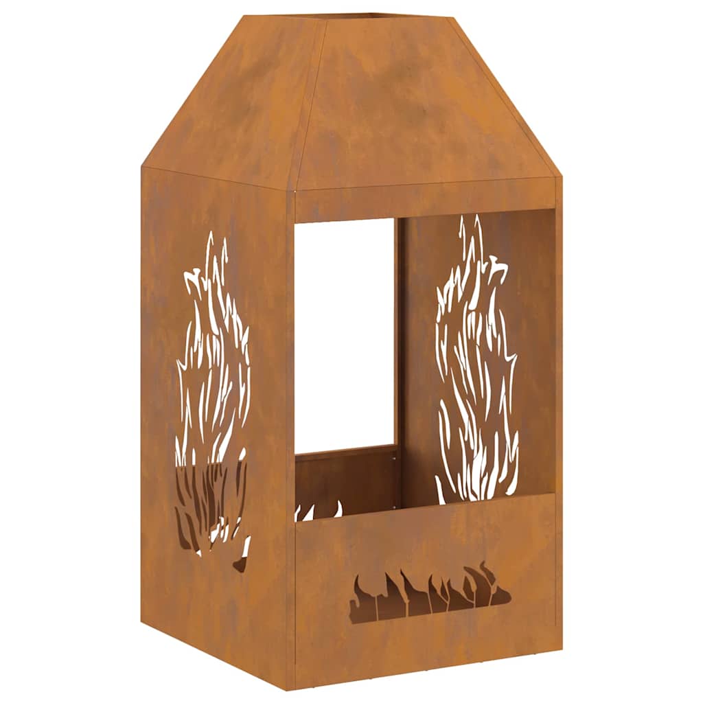 vidaXL Fire Pit Brown 50 x 50 x 100 cm Weathering steel