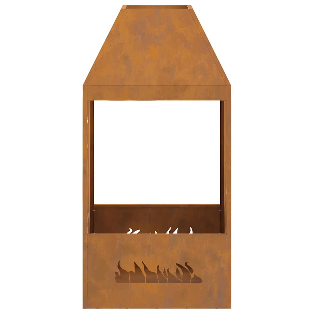 vidaXL Fire Pit Brown 50 x 50 x 100 cm Weathering steel