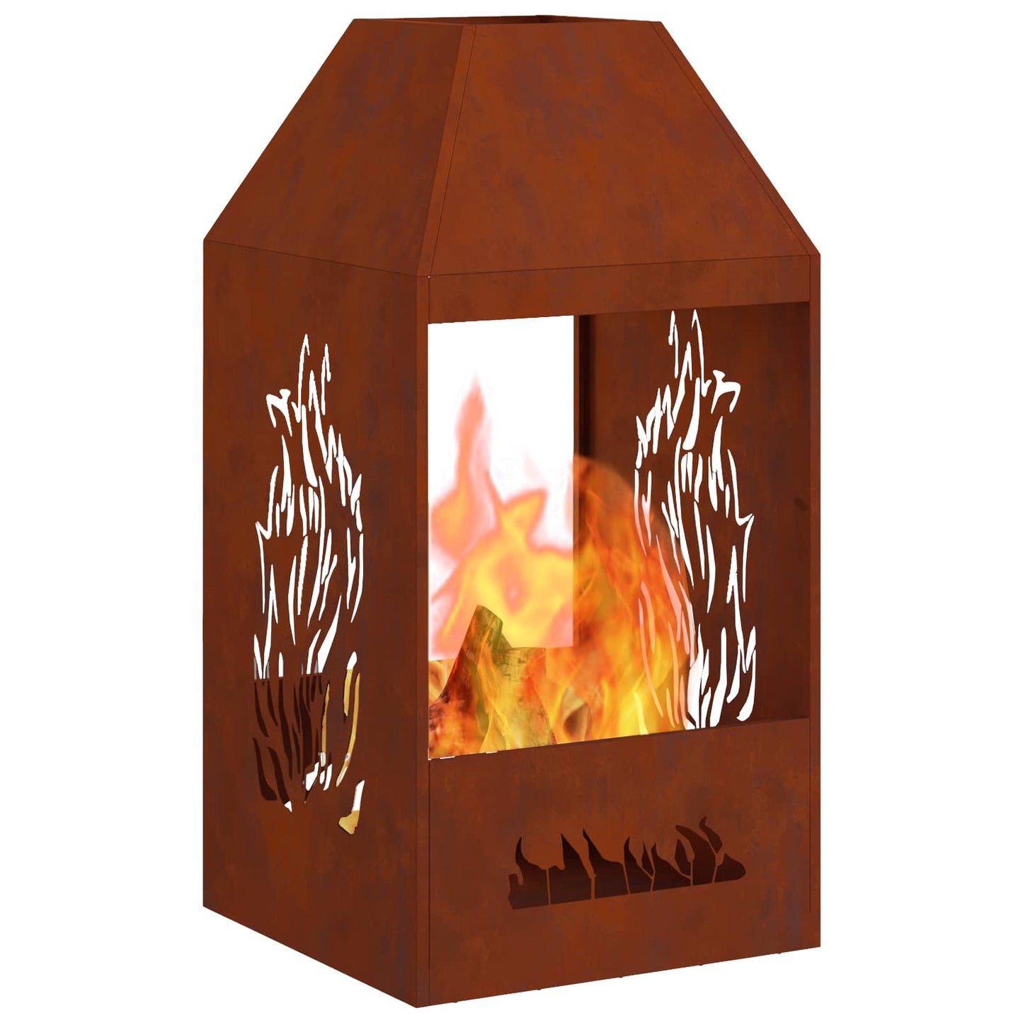 vidaXL Fire Pit Brown 50 x 50 x 100 cm Weather Steel