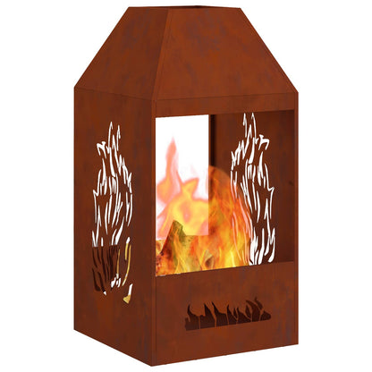 vidaXL Fire Pit Brown 50 x 50 x 100 cm Weather Steel