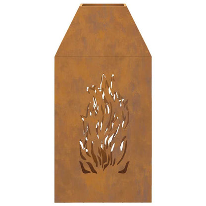 vidaXL Fire Pit Brown 50 x 50 x 100 cm Weathering steel